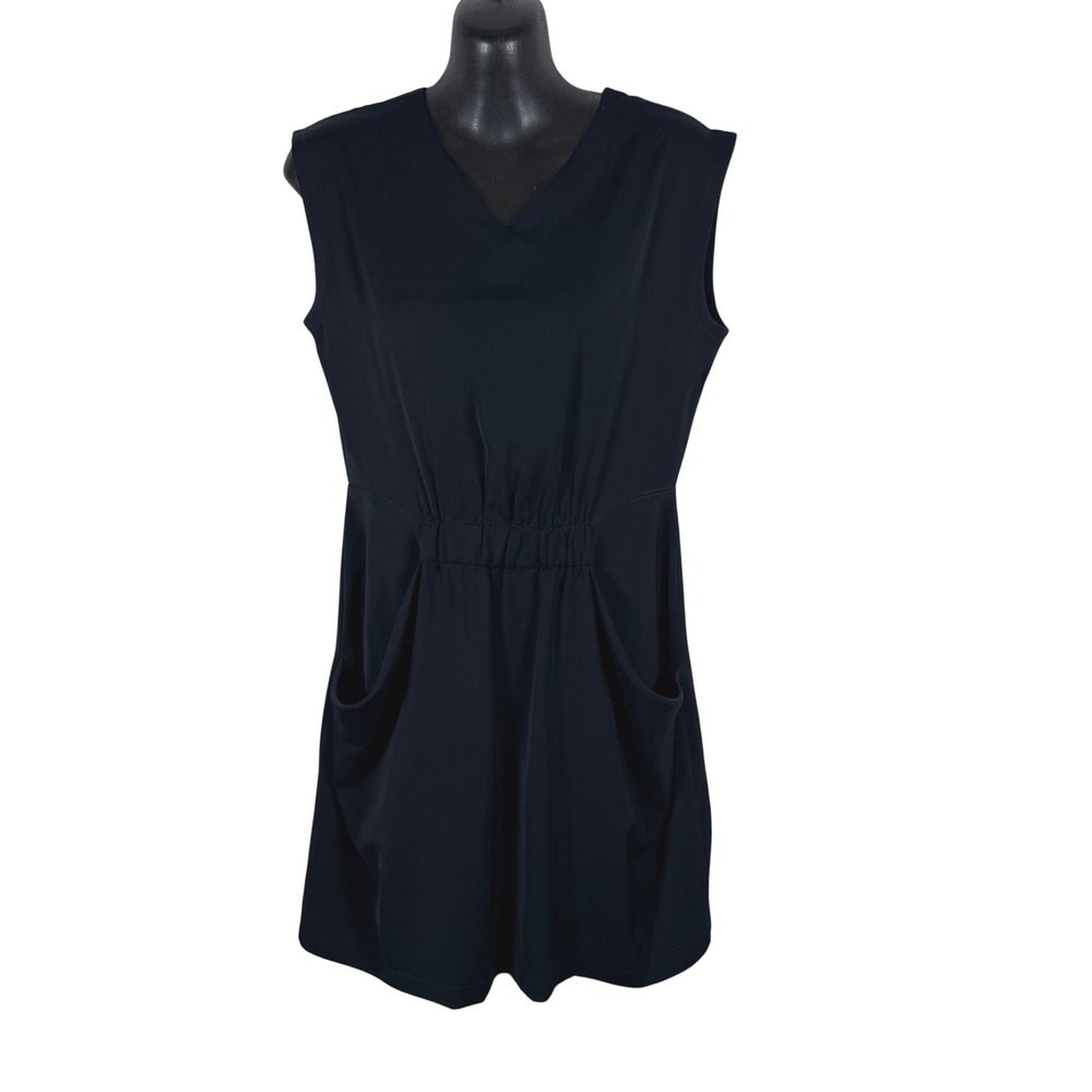 AllSaints Thea Satin Front Pocket Mini Dress 0‎ Black Sleeveless Minimalist
